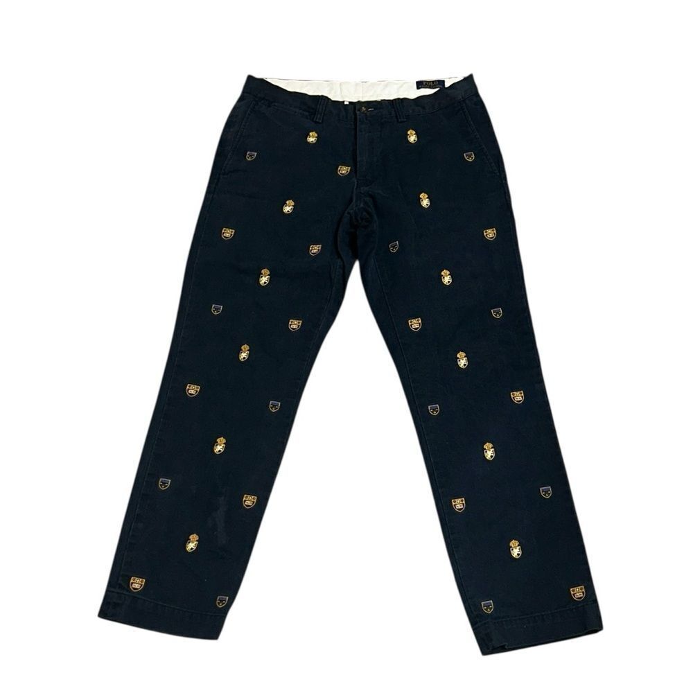 Polo Ralph Lauren Men’s Embroidery Print Navy Blue Pants(Size 33/32) - Picture 3 of 8